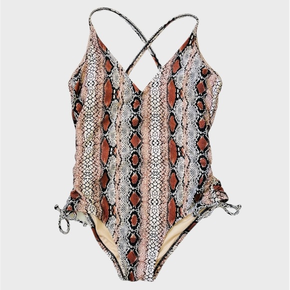 Kona Sol One Piece Snake Skin Print Swimsuit Womens Size M - Picture 2 of 11